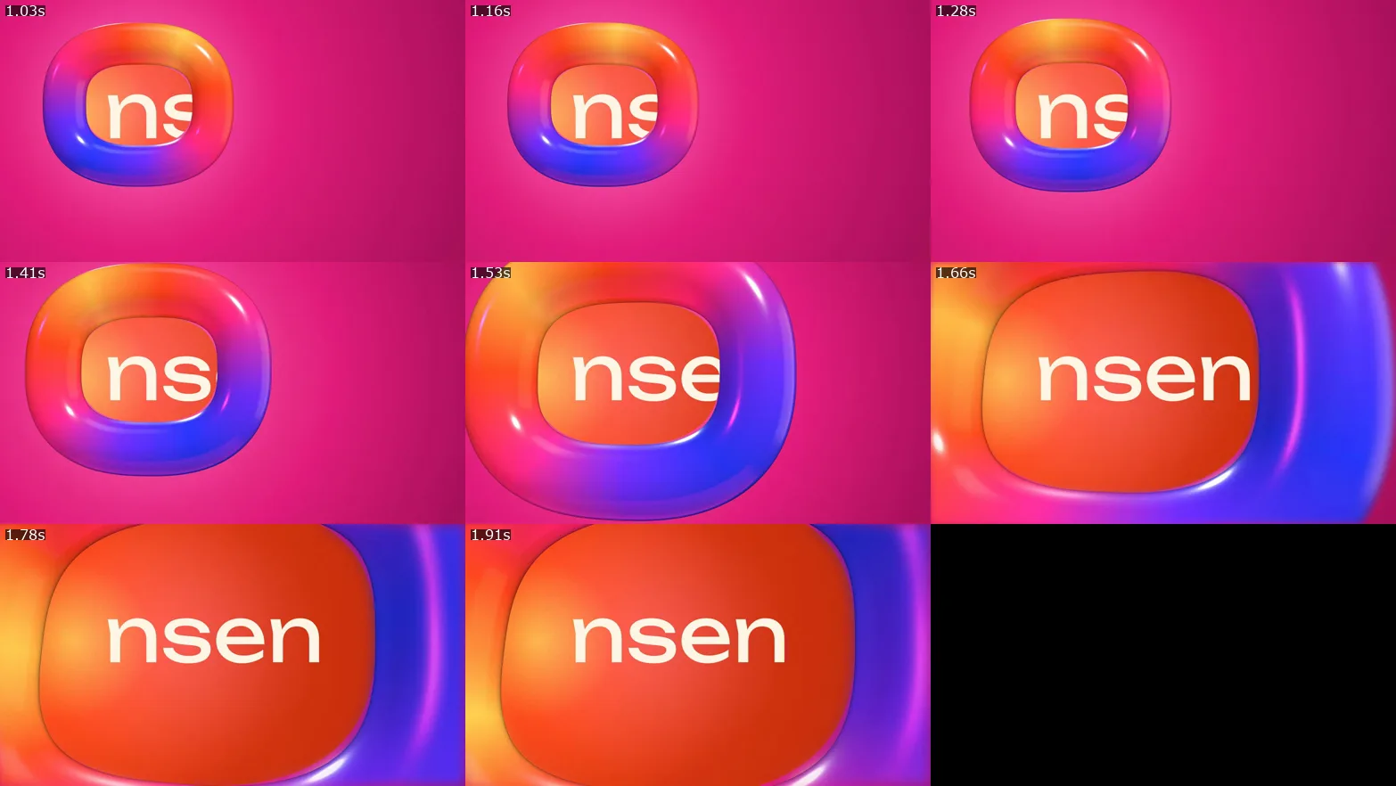 A grid of frames through one cut, read left to right, top to bottom.