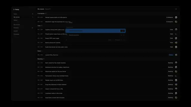 Command palette summon: final frame of the product UI animation