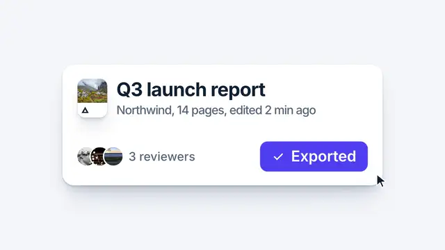 Cursor click: final frame of the product UI animation