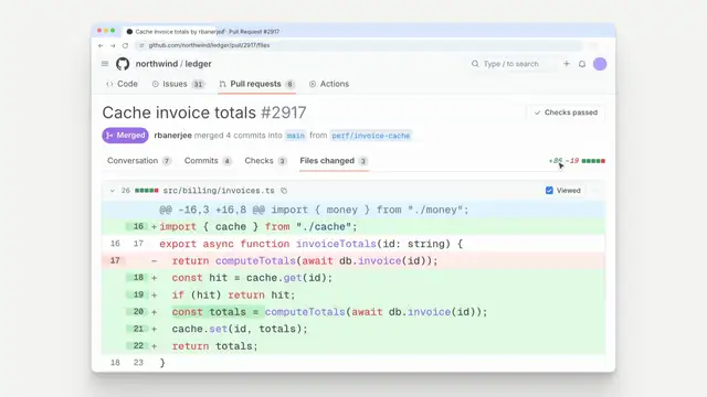 Diff card: final frame of the product UI animation