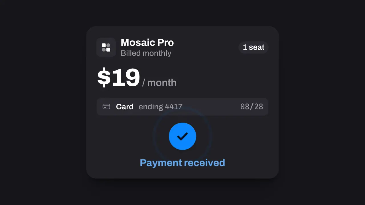 Success check: final frame of the product UI animation