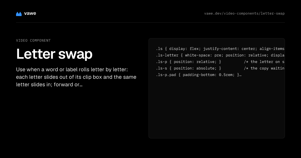 Letter swap: text reveal animation in CSS and HTML | vawe